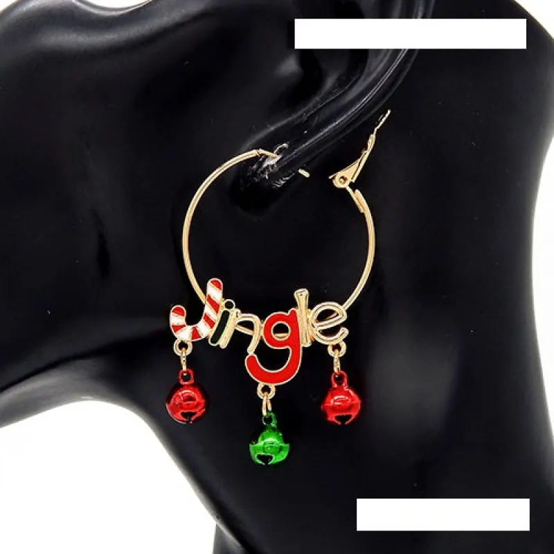 CHRISTMAS HOOP EARRINGS ( 3270 GDMLT ) sold by Oh My Jewelry