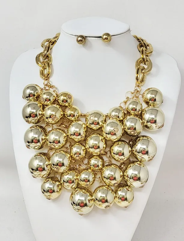 GOLD BALL NECKLACE ( 11232 G ) sold by Oh My Jewelry