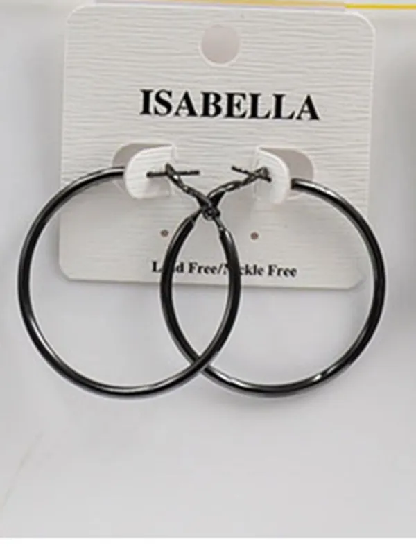 HEMATITE HOOP EARRINGS SMALL ( 2401 HTS ) sold by Oh My Jewelry