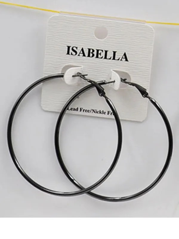HEMATITE HOOP EARRINGS MEDIUM ( 2401 HTM ) sold by Oh My Jewelry