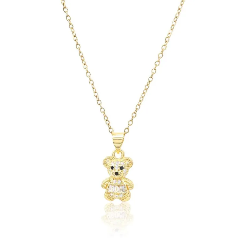 GOLD BEAR STAINLESS STEEL NECKLACE ( 3272 G ) sold by Oh My Jewelry