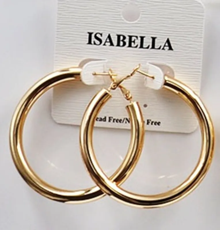 GOLD DIPPED HOOP EARRINGS MEDIUM ( 2404 GM ) sold by Oh My Jewelry