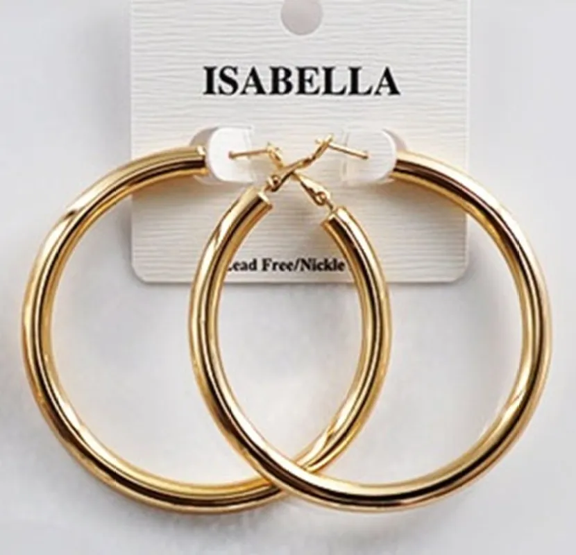 GOLD DIPPED HOOP EARRINGS LARGE ( 2404 GL ) sold by Oh My Jewelry