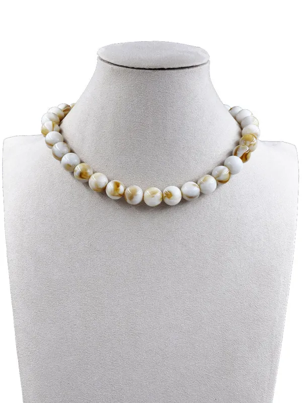 BEIGE STONE NECKLACE ( 254024 IVNK ) sold by Oh My Jewelry
