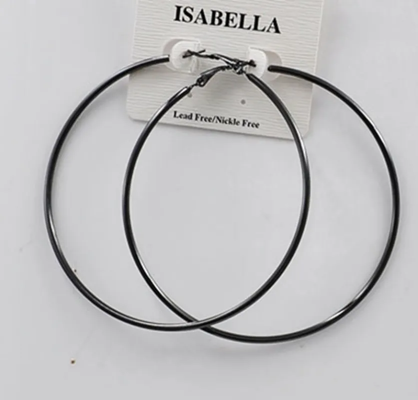 HEMATITE HOOP EARRINGS LARGE ( 2401 HTL ) sold by Oh My Jewelry