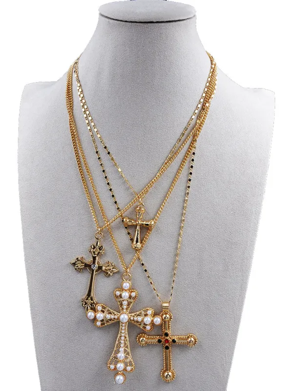 GOLD CROSS NECKLACE ( 253007 GNK ) sold by Oh My Jewelry