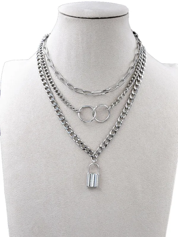 SILVER LOCK NECKLACE ( 252420 SNK ) sold by Oh My Jewelry