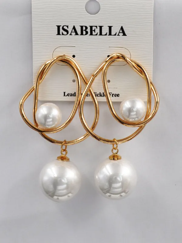 GOLD WHITE EARRINGS ( 253005 WT ) sold by Oh My Jewelry