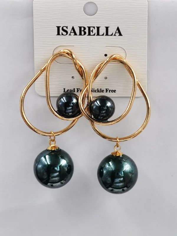 GOLD EMERALD GREEN EARRINGS ( 253005 EM ) sold by Oh My Jewelry