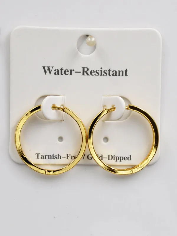 GOLD DIPPED HOOP EARRINGS ( 254423 G ) sold by Oh My Jewelry
