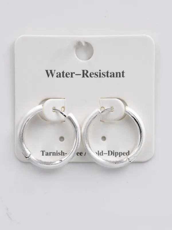 WHITE GOLD DIPPED HOOP EARINGS ( 254432 S ) sold by Oh My Jewelry