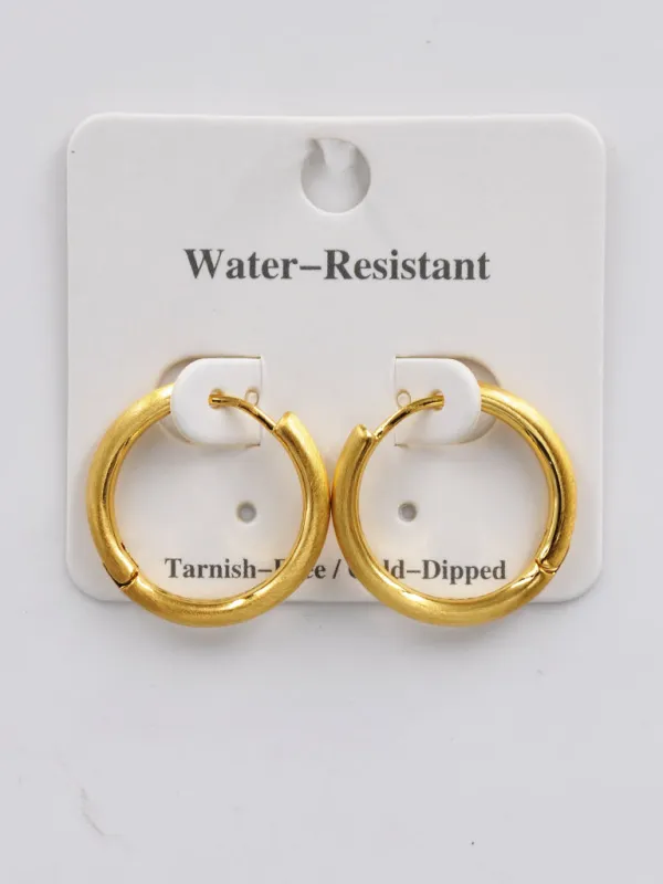 GOLD DIPPED HOOP EARINGS ( 254432 G ) sold by Oh My Jewelry