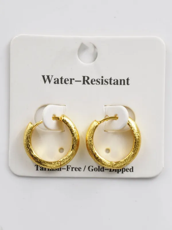 GOLD DIPPED HUGGIE HOOP EARRINGS ( 254441 G ) sold by Oh My Jewelry