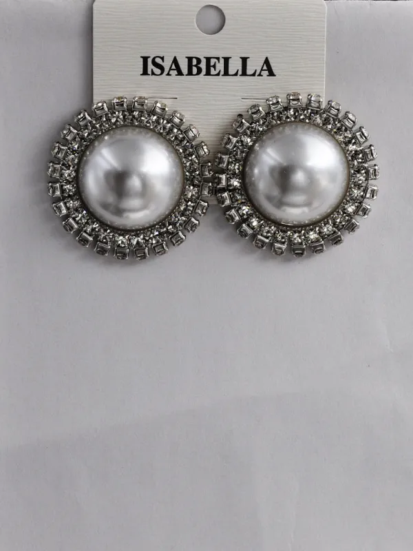 SILVER EARRINGS PEARL ( 254408 S ) sold by Oh My Jewelry