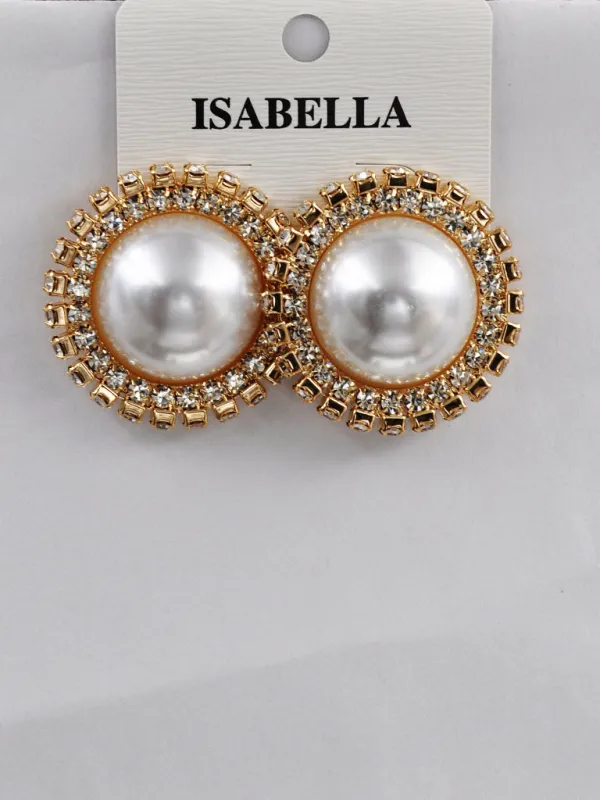 GOLD EARRINGS PEARL ( 254408 G ) sold by Oh My Jewelry