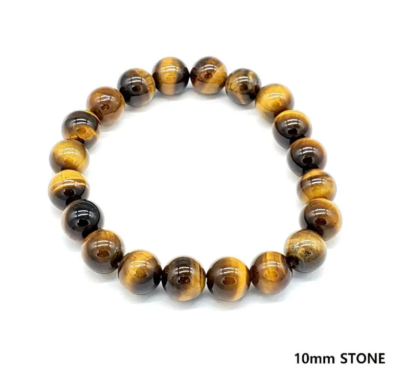 TIGER EYE COLOR STONE STRETCH BRACELET ( 2502 10TE ) sold by Oh My Jewelry