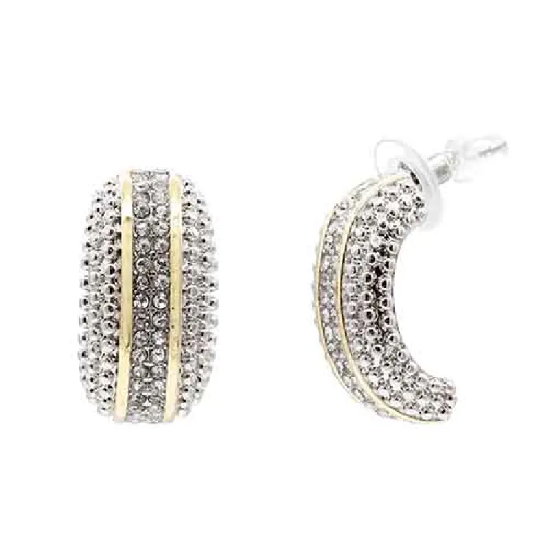 14K GOLD PLATED EARRINGS CLEAR CZ STONES ( 453 2T ) sold by Oh My Jewelry