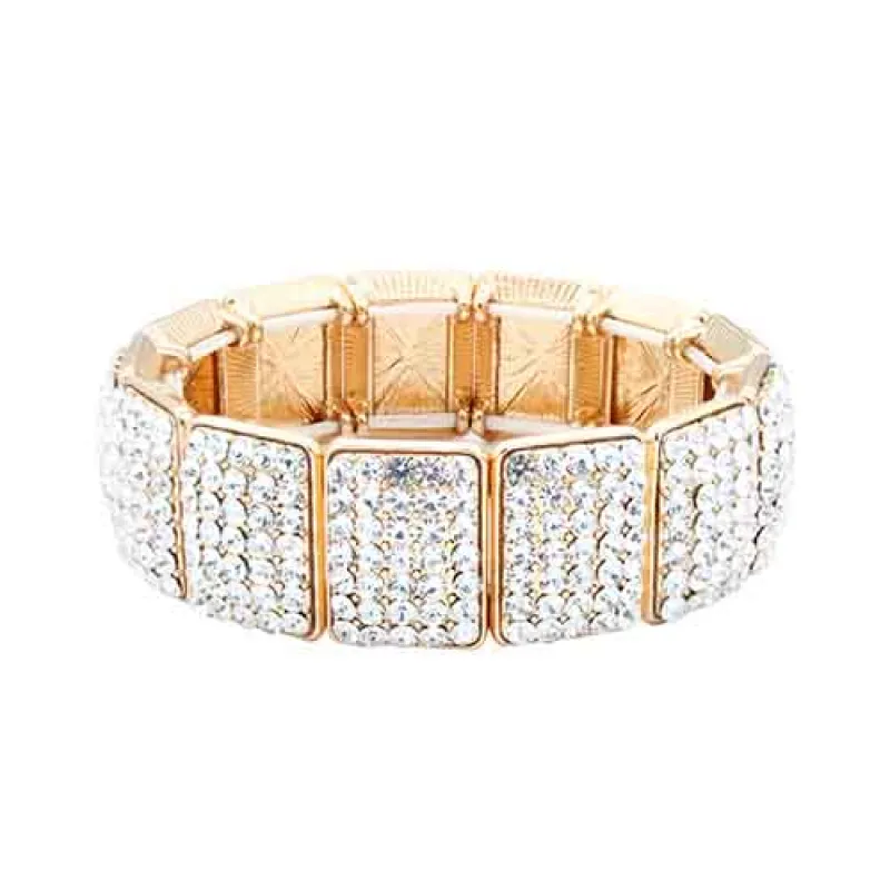GOLD STRETCH BRACELET CLEAR STONES ( 8139 GDCL ) sold by Oh My Jewelry