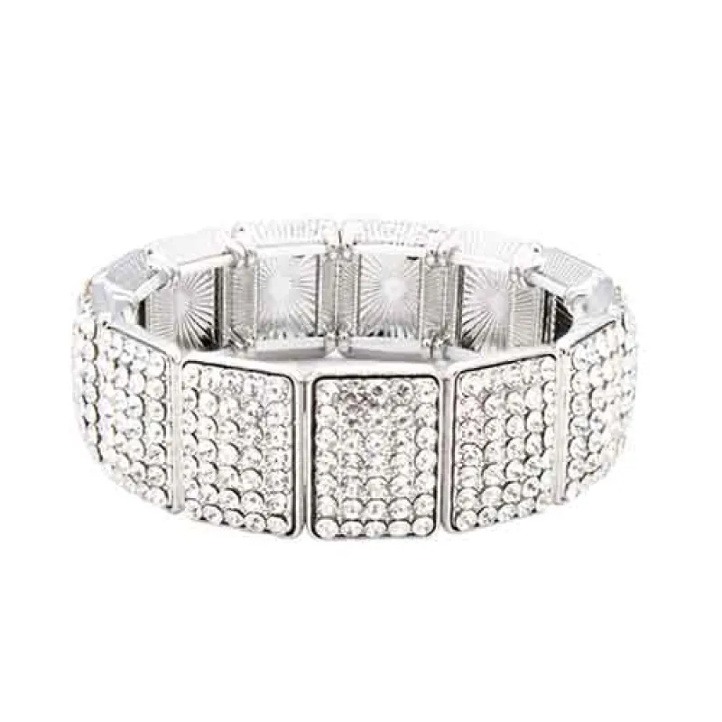 SILVER STRETCH BRACELET CLEAR STONES ( 8139 SVCL ) sold by Oh My Jewelry