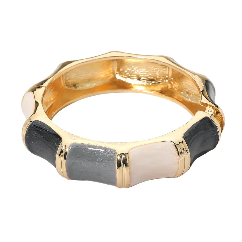 GOLD BLACK WHITE BANGLE ( 5489 GD3T ) sold by Oh My Jewelry