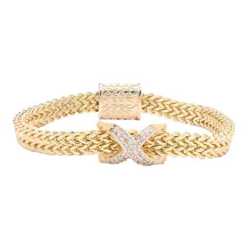 GOLD BRACELET CLEAR CZ STONES MAGNETIC ( 970 GD ) sold by Oh My Jewelry