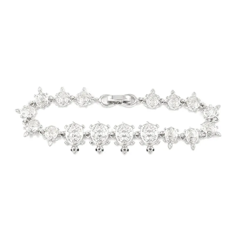 SILVER TURTLE BRACELET CLEAR STONES ( 2271 RD ) sold by Oh My Jewelry