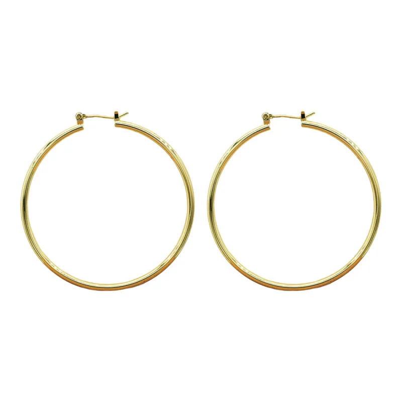 GOLD DIPPED BRASS HOOP EARRINGS ( 1001 50G ) sold by Oh My Jewelry