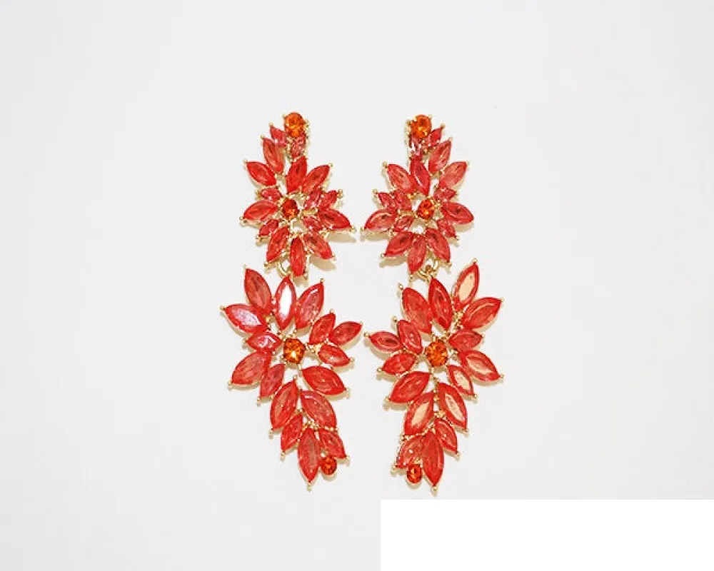 GOLD ORANGE CRYSTAL EARRINGS ( 1786 GSUN ) sold by Oh My Jewelry