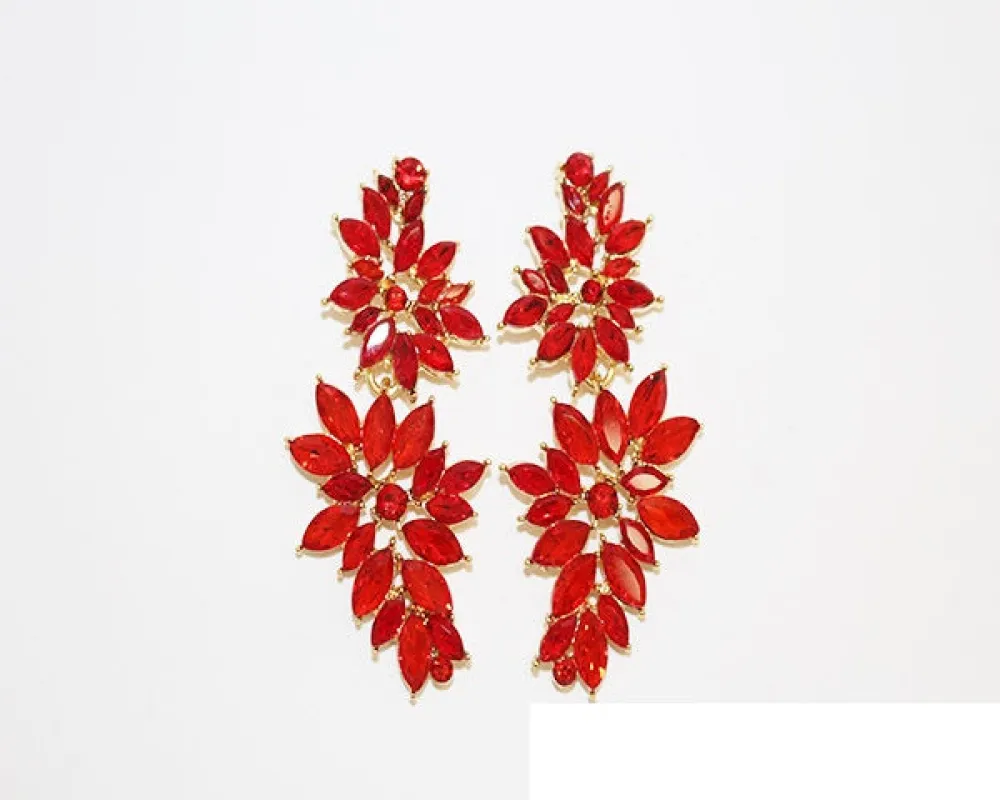 GOLD RED CRYSTAL EARRINGS ( 1786 GLTSI ) sold by Oh My Jewelry
