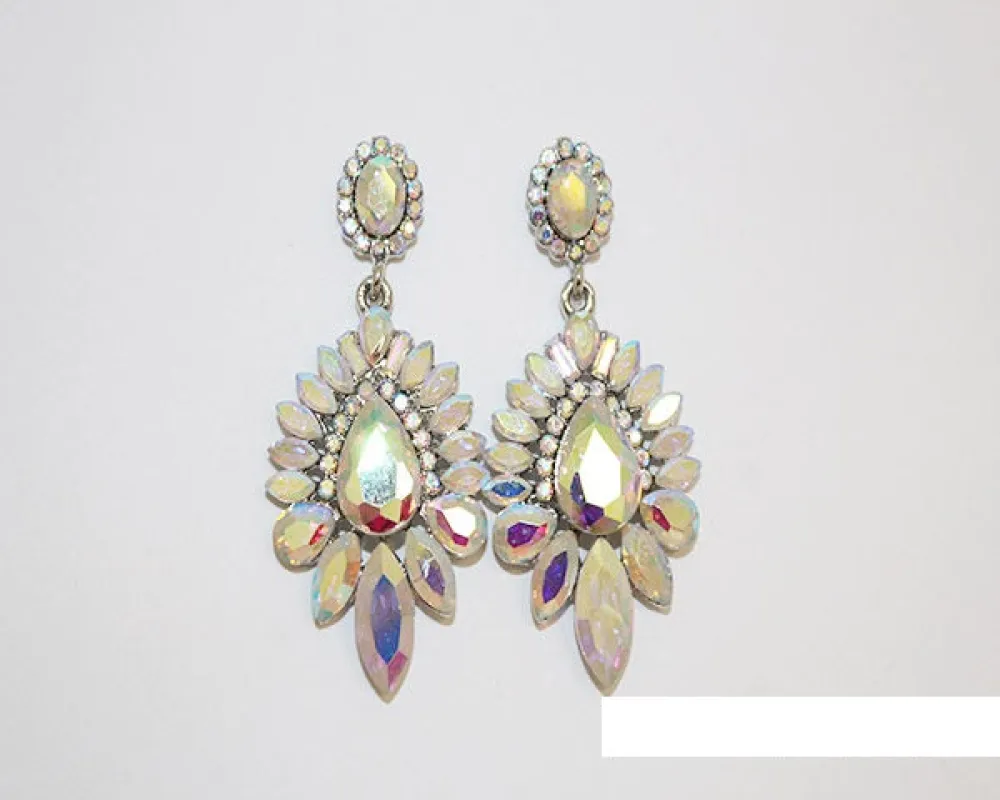 SILVER AB STONE EARRINGS ( 1785 SAB ) sold by Oh My Jewelry