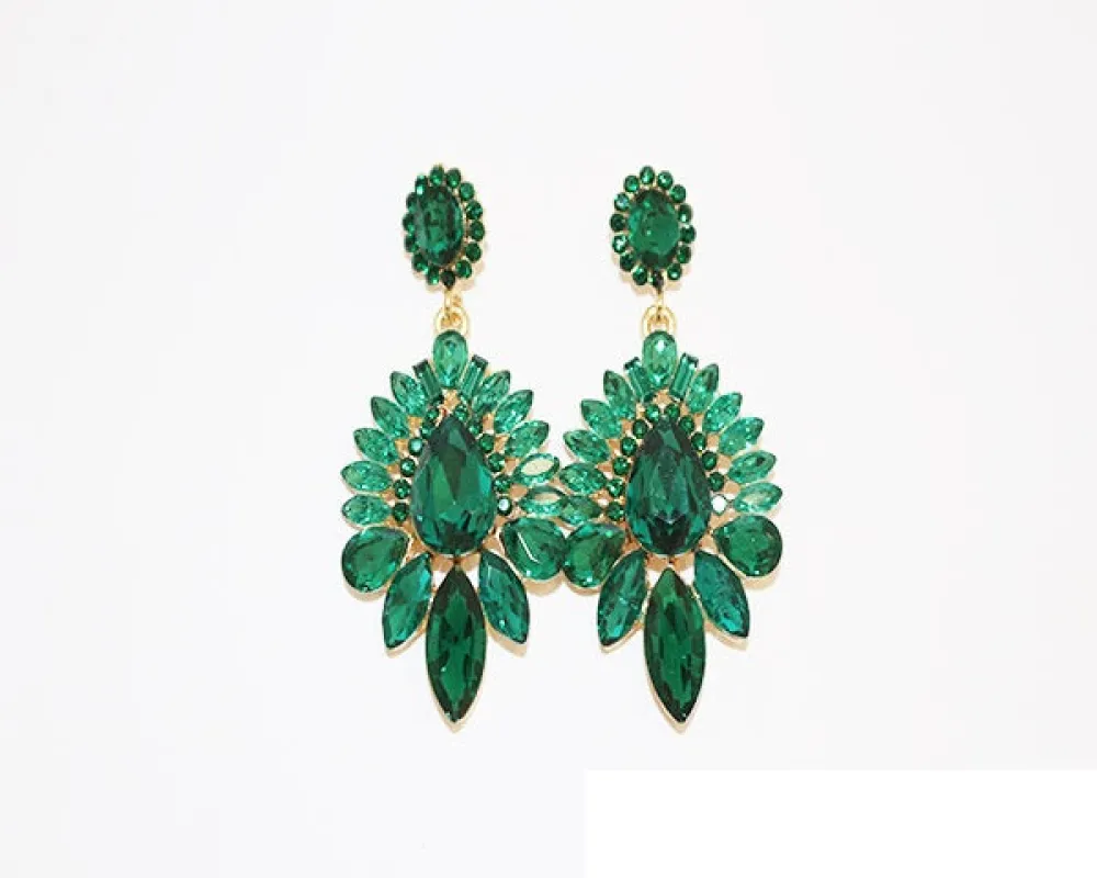 GOLD EMERALD GREEN STONE EARRINGS ( 1785 GEME ) sold by Oh My Jewelry