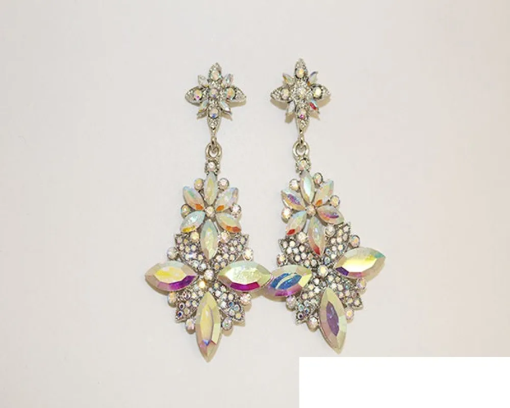 SILVER AB RHINESTONE EARRINGS ( 1764 SAB ) sold by Oh My Jewelry