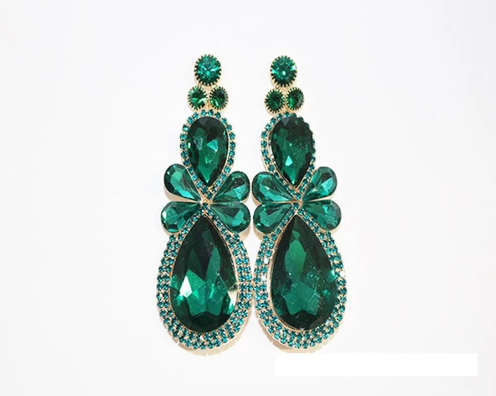 EMERALD GREEN RHINESTONES EARRINGS ( 1520 GEME ) sold by Oh My Jewelry