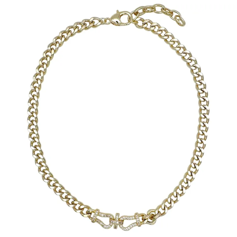 14K GOLD PLATED NECKLACE CZ STONES ( 1435 G ) sold by Oh My Jewelry