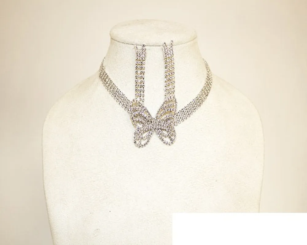 SILVER BUTTERFLY NECKLACE SET ( 1060 SCRY ) sold by Oh My Jewelry