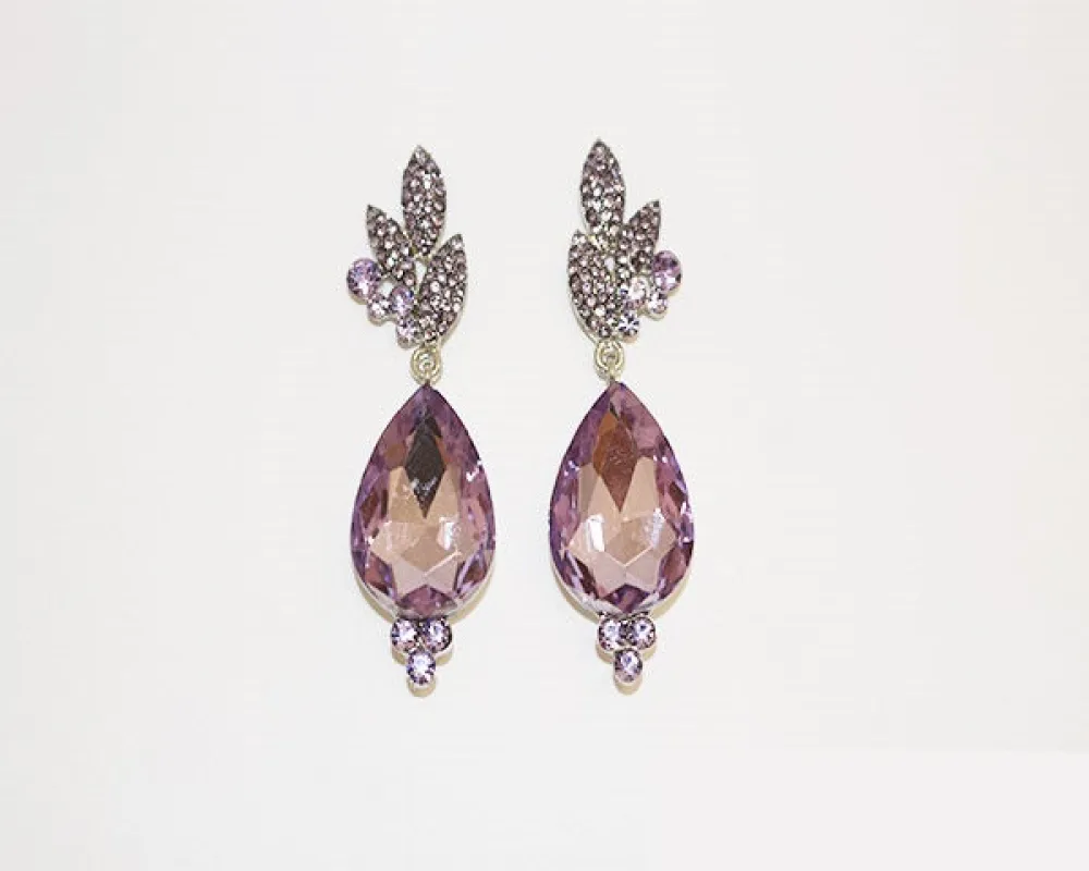 DANGLING SILVER VIOLET EARRINGS ( 1131 SVI ) sold by Oh My Jewelry