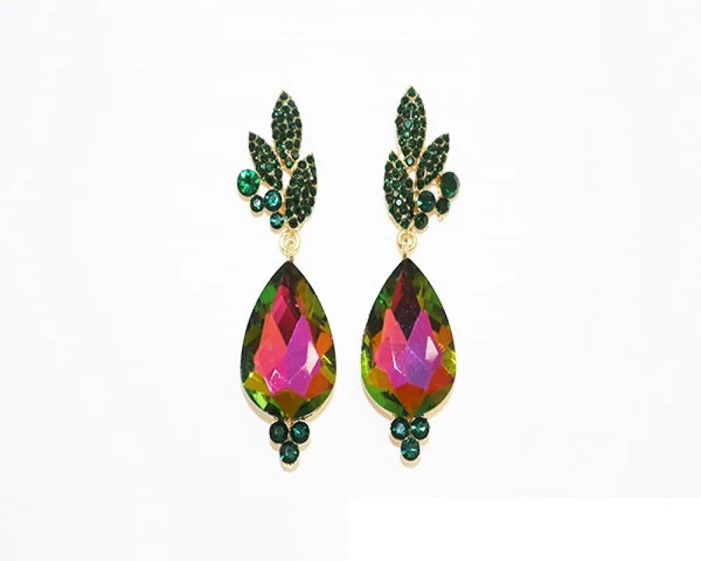 DANGLING VITRAIL OIL SPILL EARRINGS ( 1131 GEMEAB ) sold by Oh My Jewelry