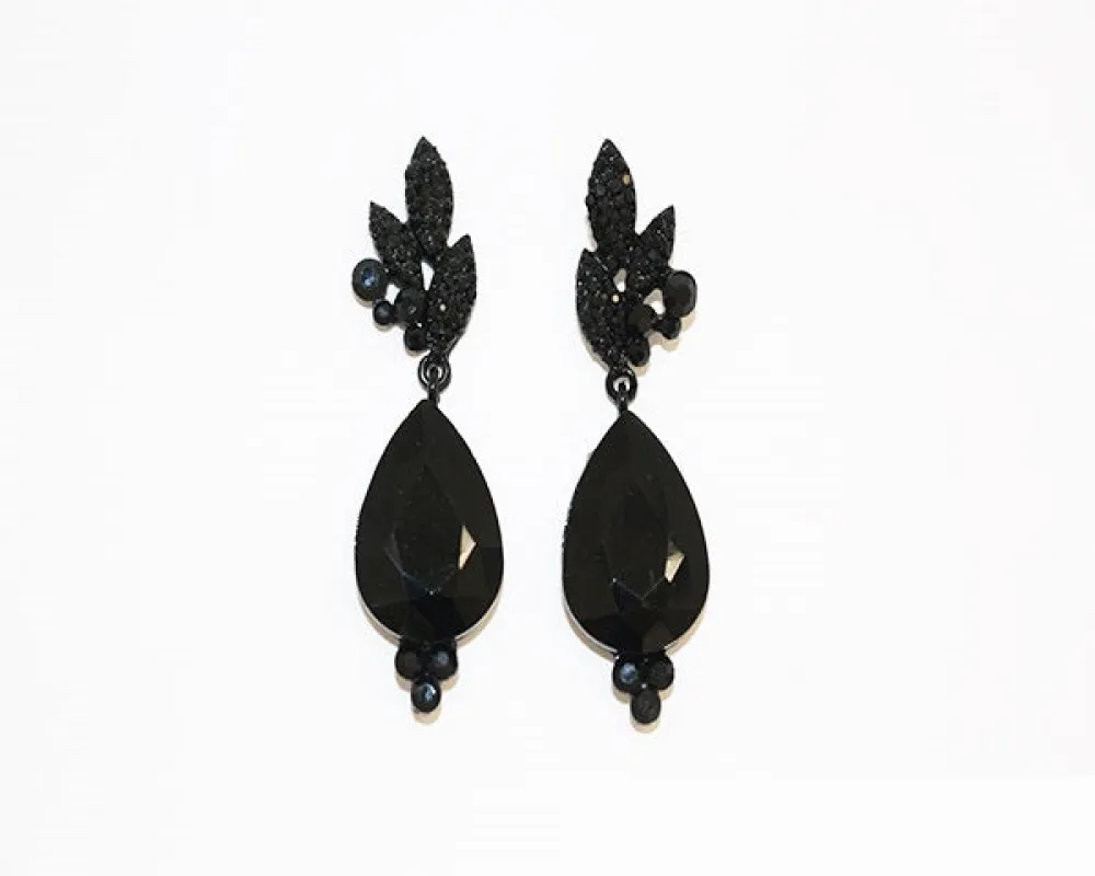 DANGLING BLACK EARRINGS ( 1131 BKJET ) sold by Oh My Jewelry