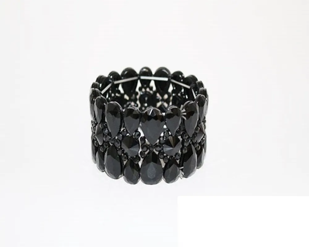 BLACK STRETCH BRACELET STONES ( 1128 BKJET ) sold by Oh My Jewelry