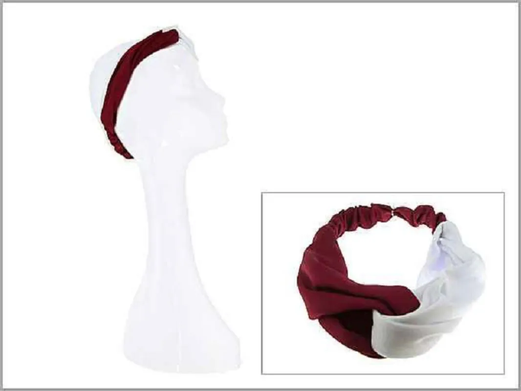CRIMSON RED AND WHITE STRETCH HEADBAND ( 0007 ) sold by Oh My Jewelry