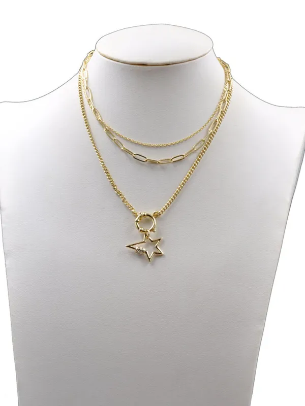 GOLD NECKLACE STAR PENDANT ( 211467 GNK ) sold by Oh My Jewelry