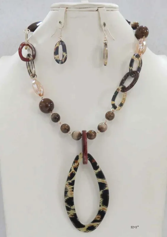 GOLD LEOPARD PRINT NECKLACE SET ( 5279 LEOP ) sold by Oh My Jewelry
