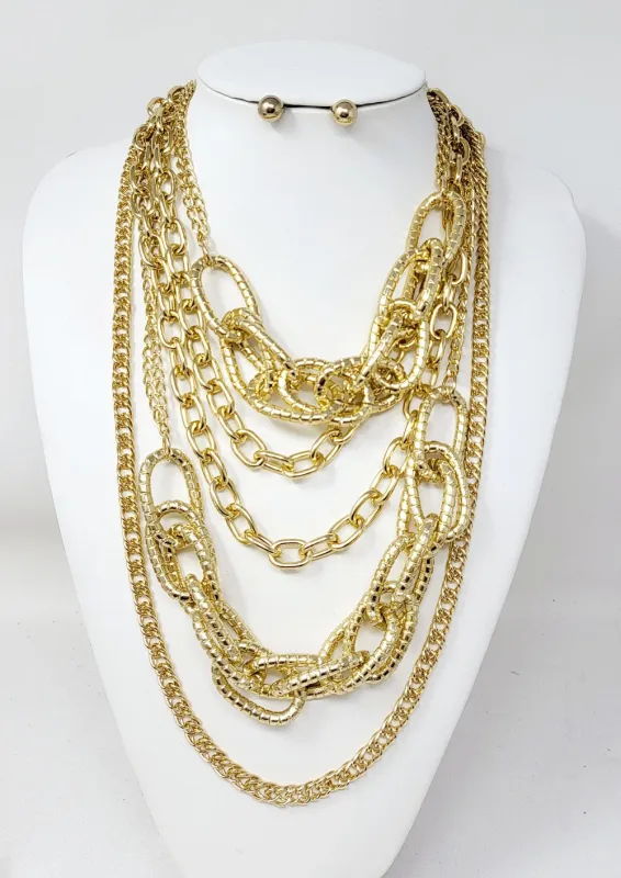 GOLD LAYERED NECKLACE SET ( 11185 G ) sold by Oh My Jewelry