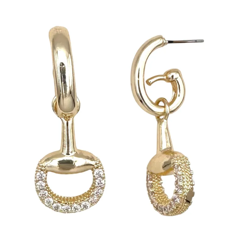 GOLD EARRINGS CLEAR CZ STONES ( 1273 EG ) sold by Oh My Jewelry