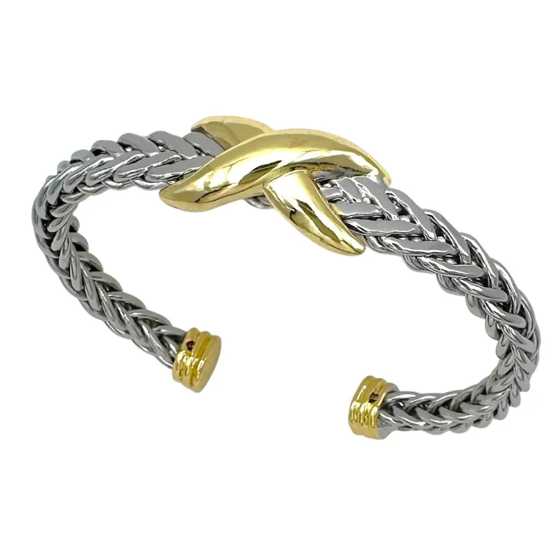 SILVER GOLD CUFF BANGLE ( 1425 B ) sold by Oh My Jewelry