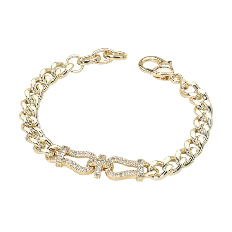 14K GOLD PLATED BRACELET CZ STONES ( 1435 BG ) sold by Oh My Jewelry