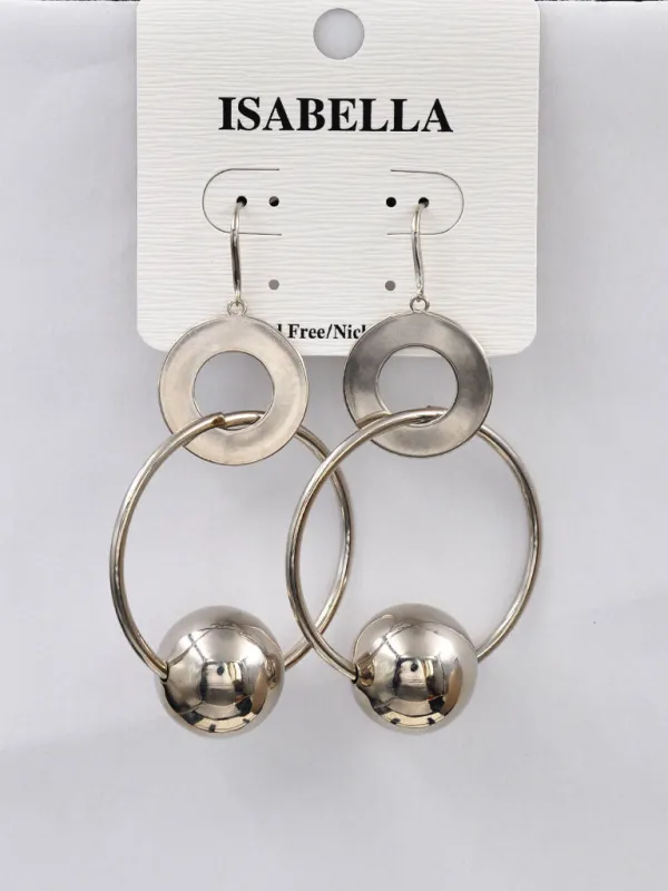 DANGLING SILVER EARRINGS BALL CIRCLES ( 253110 S ) sold by Oh My Jewelry