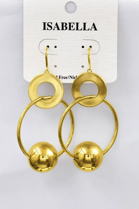 DANGLING GOLD EARRINGS BALL CIRCLES ( 253110 G ) sold by Oh My Jewelry