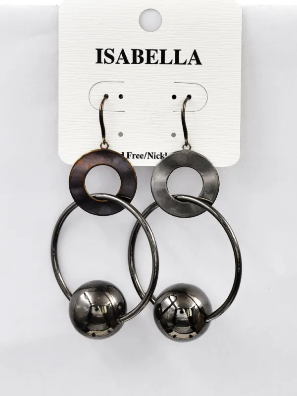 DANGLING HEMATITE EARRINGS BALL CIRCLES ( 253110 HT ) sold by Oh My Jewelry