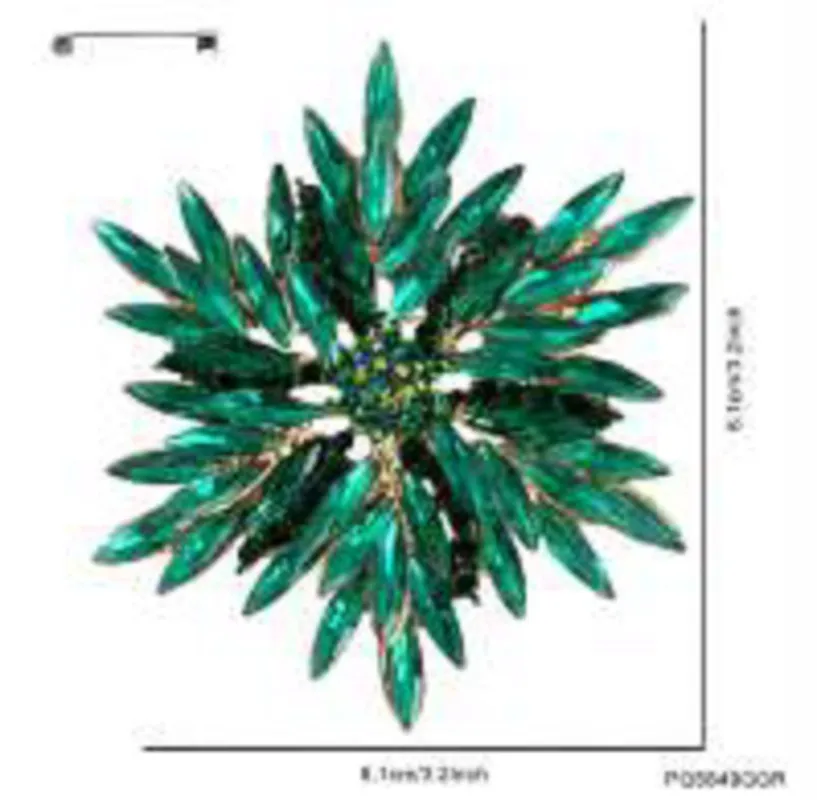 FLOWER SHAPE BROOCH GREEN ( 5849 GGR ) made by Oh My Jewelry